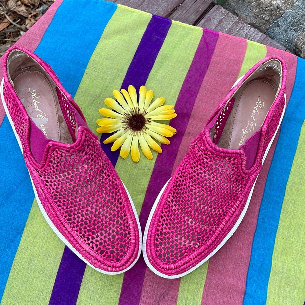 🌺 Robert Clergerie; Wmn. “Poco” Pink Natural Raffia Platform Loafers Sz. 9/9.5!